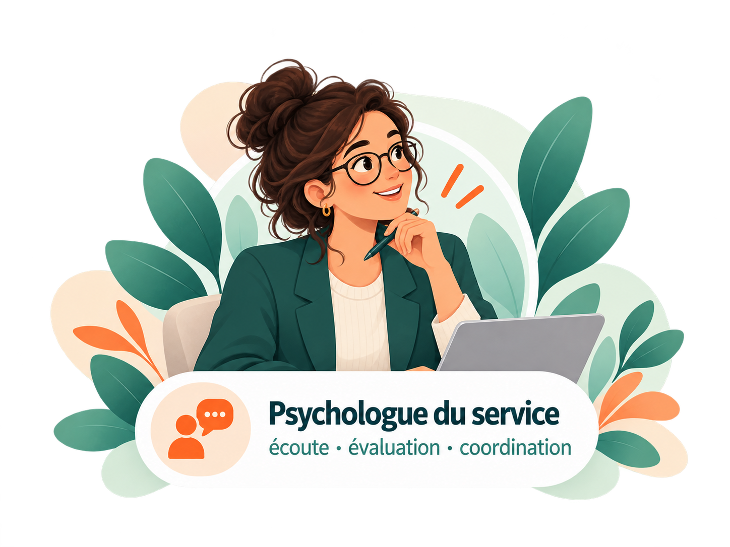 Psychologue du service, illustration éditoriale Qavirio Accueil Enfance